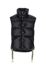 Black Nylon Sleeveless Puff Shiny Jacket 1