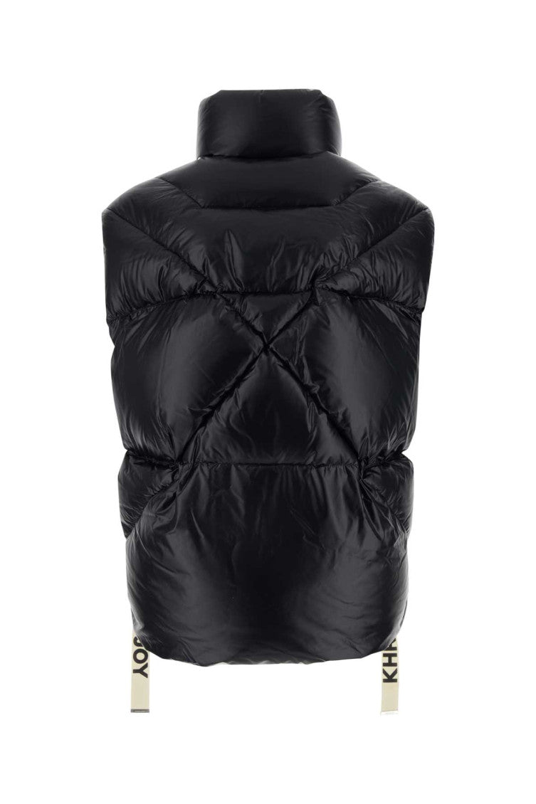 Black Nylon Sleeveless Puff Shiny Jacket 2