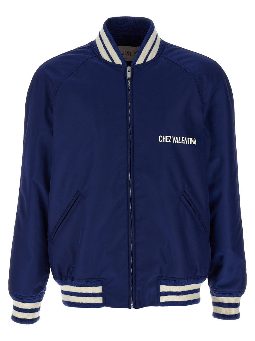 Blue 'Chez Valentino' Bomber Jacket 1