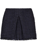 Navy Blue Tweed Frayed-hem Miniskirt 1