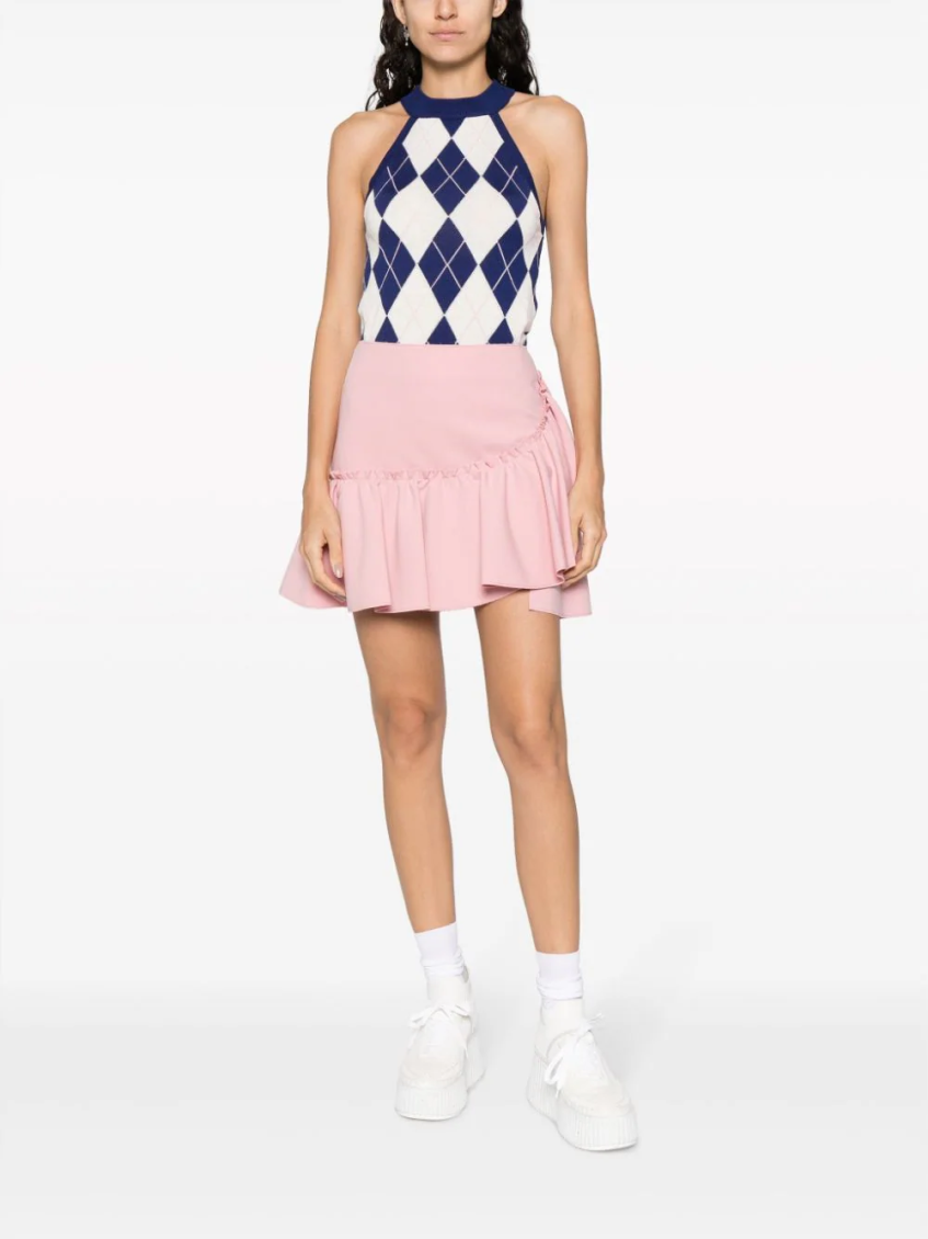 Pink Ruffle-detailing High-waist Skirt 2
