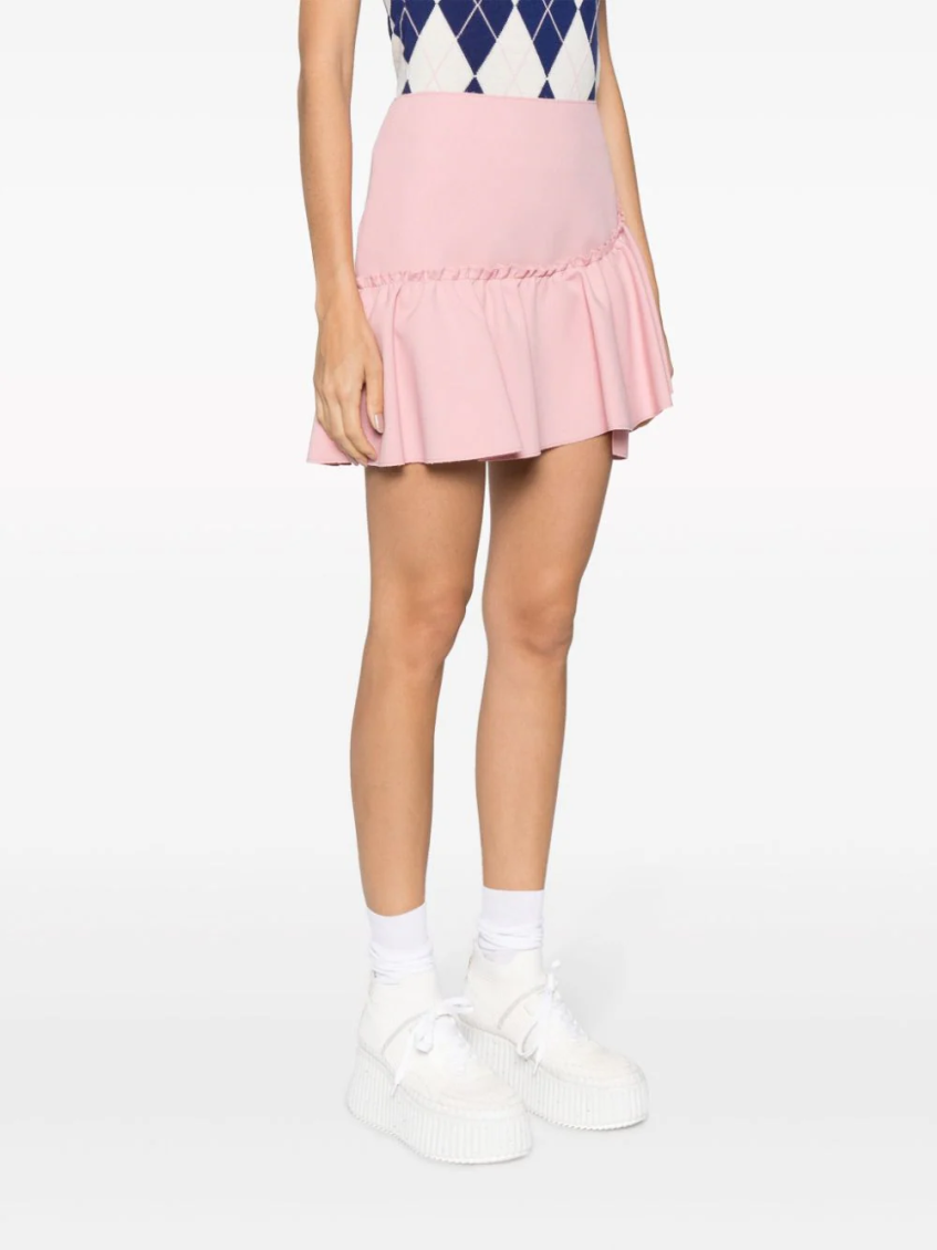 Pink Ruffle-detailing High-waist Skirt 4