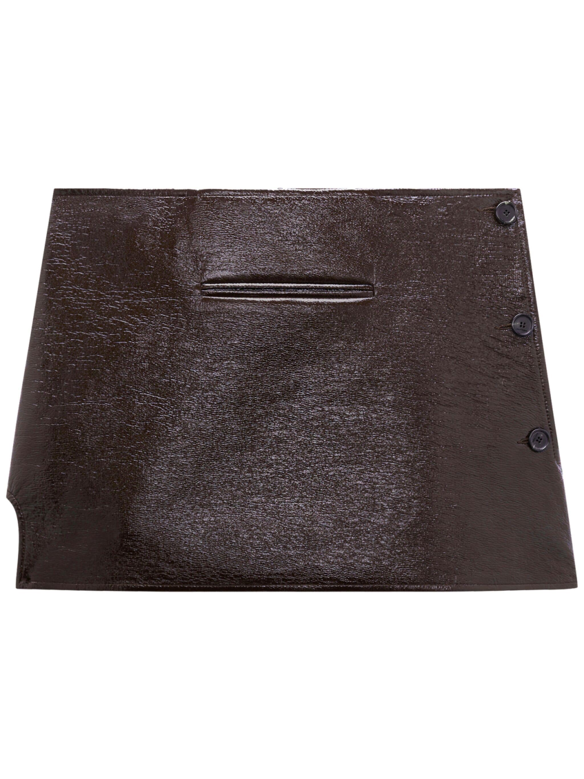 Dark Brown Oblique Vinyl Mini Skirt 1