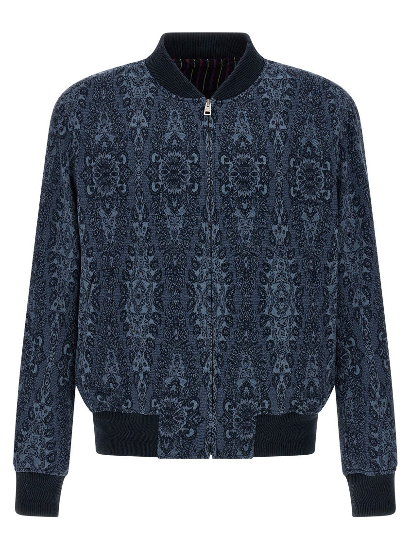 Blue Jacquard bomber jacket 1