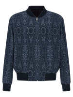 Blue Jacquard bomber jacket 1