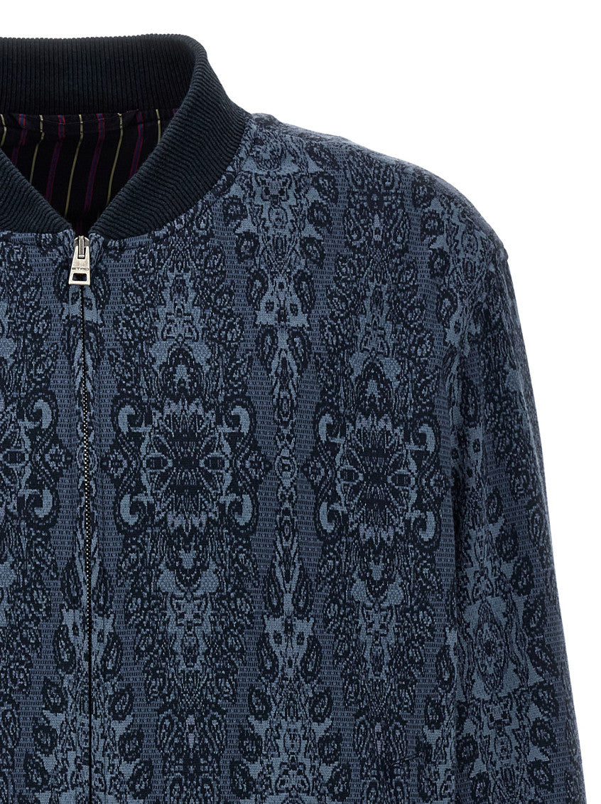 Blue Jacquard bomber jacket 3