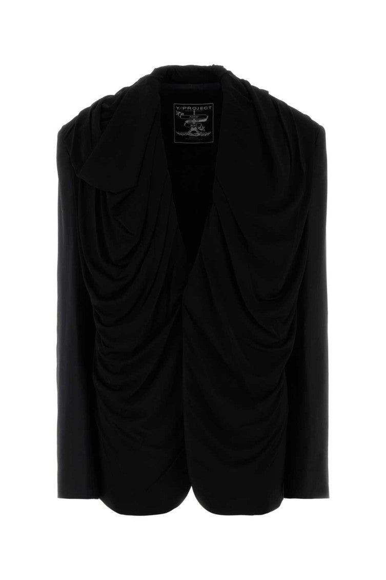 Black Stretch Twill Oversize Blazer 1