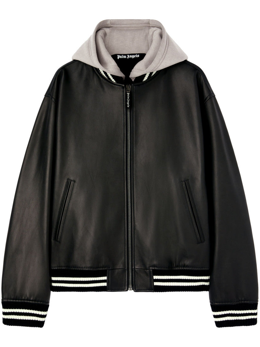 Black Curved-logo Bomber Jacket 1