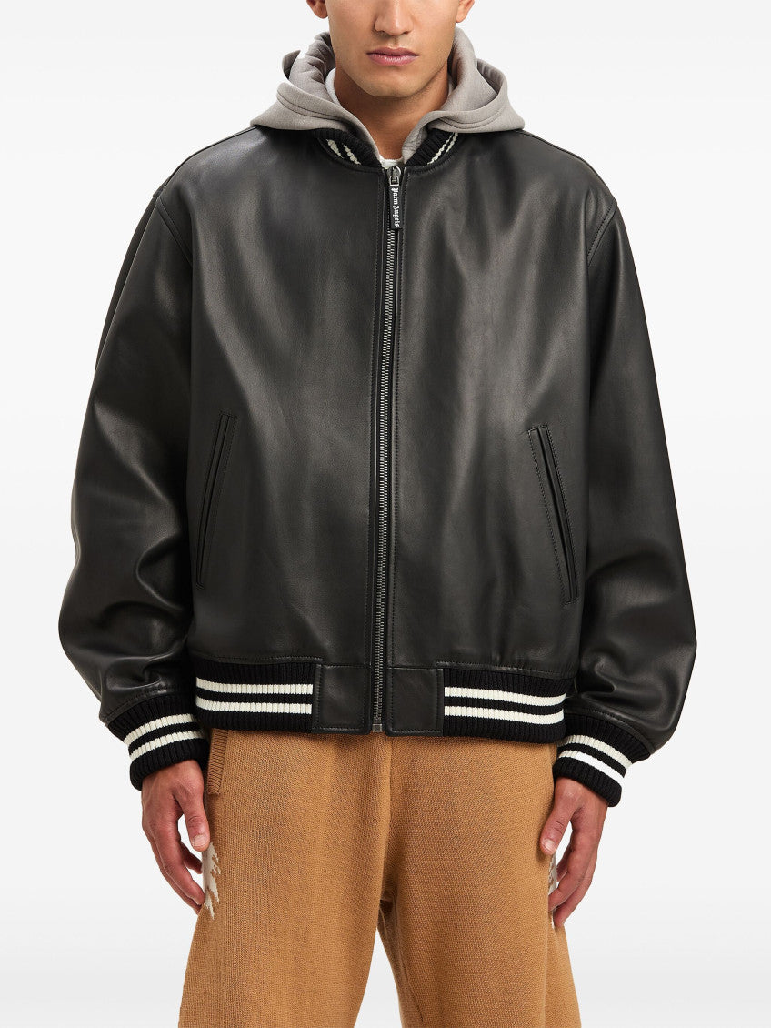 Black Curved-logo Bomber Jacket 3