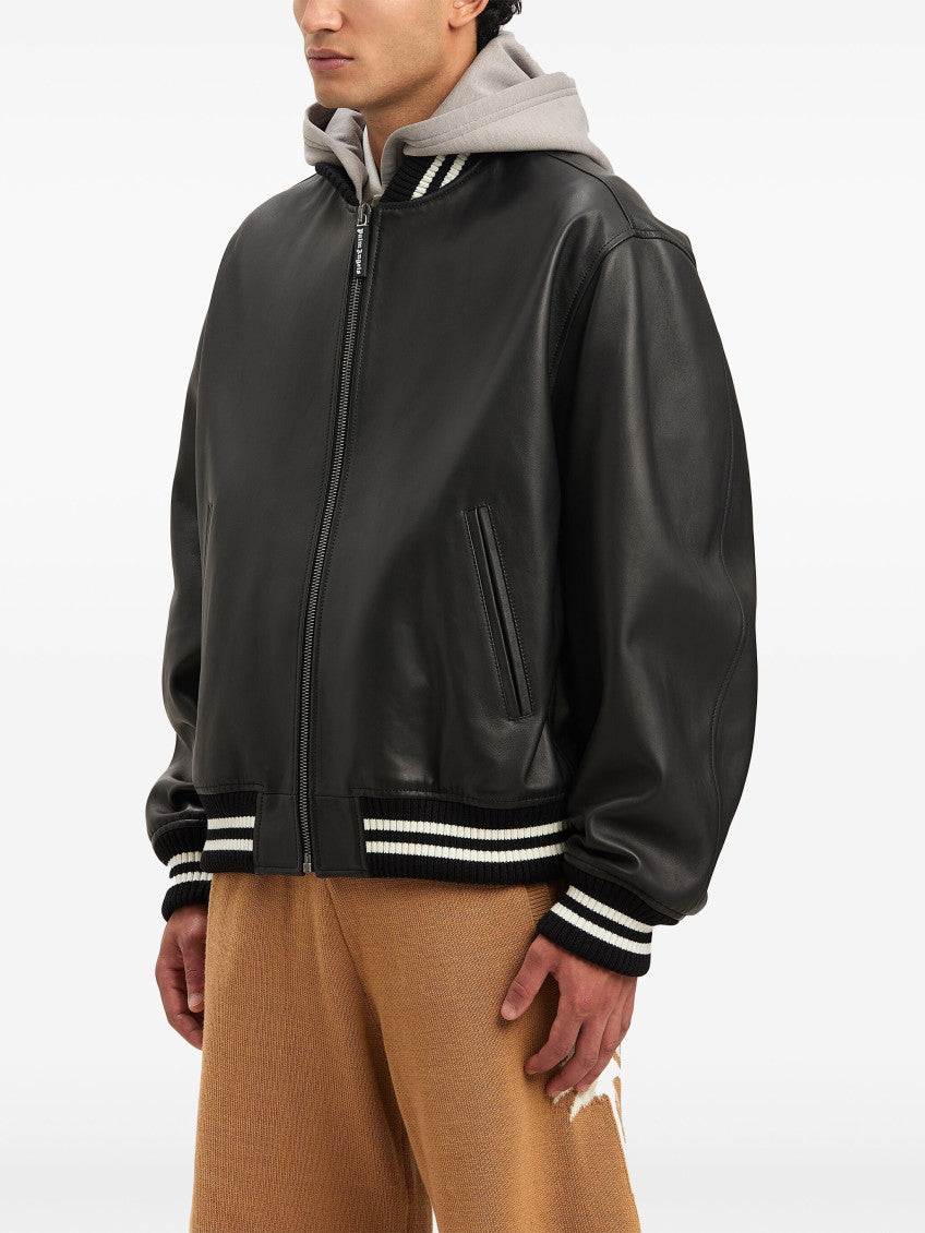 Black Curved-logo Bomber Jacket 4