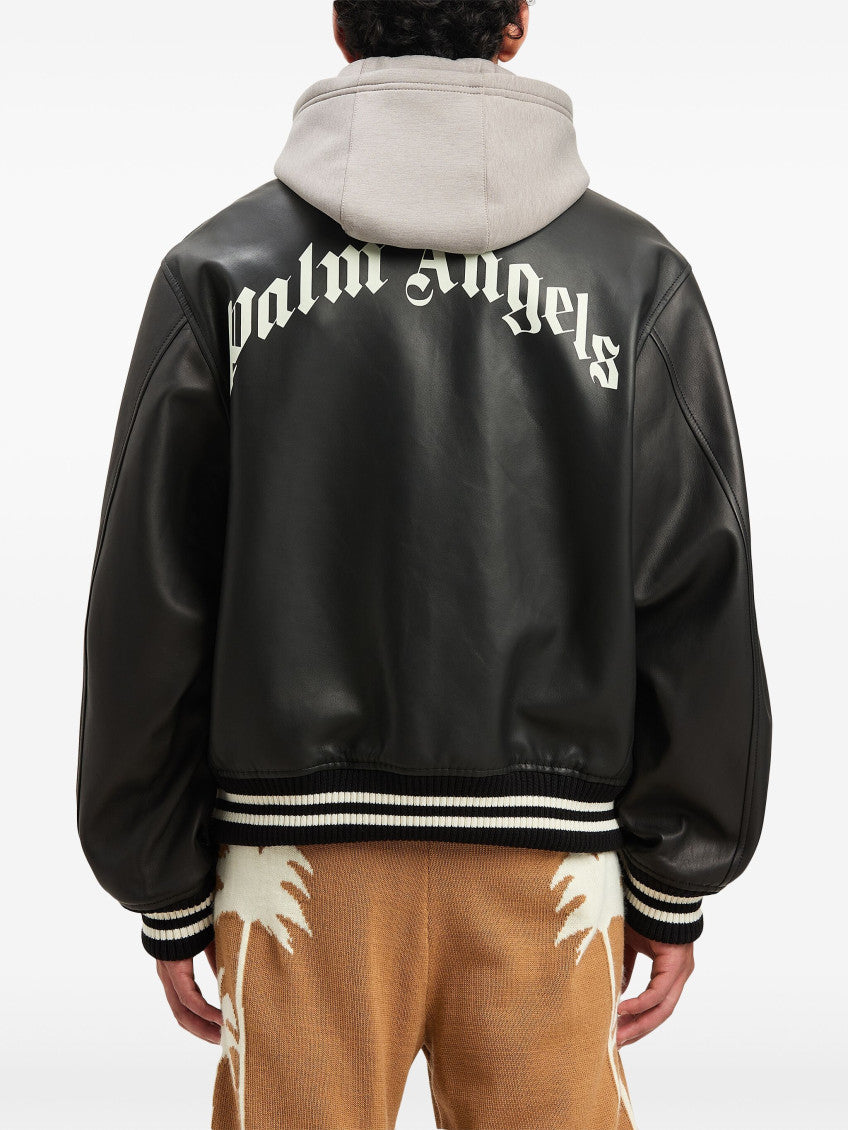 Black Curved-logo Bomber Jacket 5