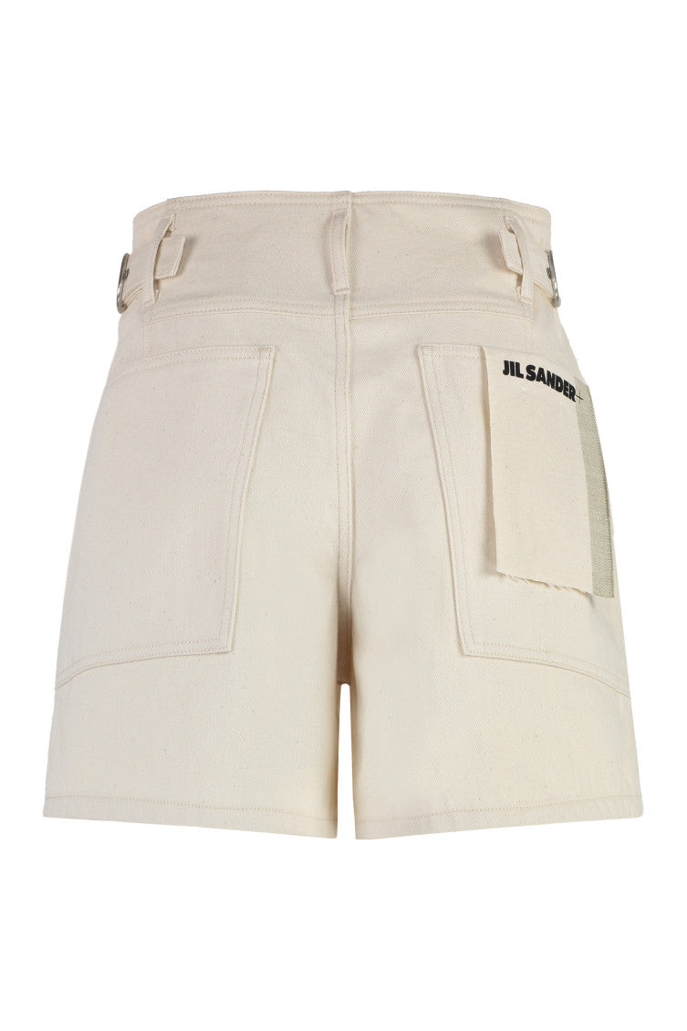 Beige High Rise Denim Shorts 2