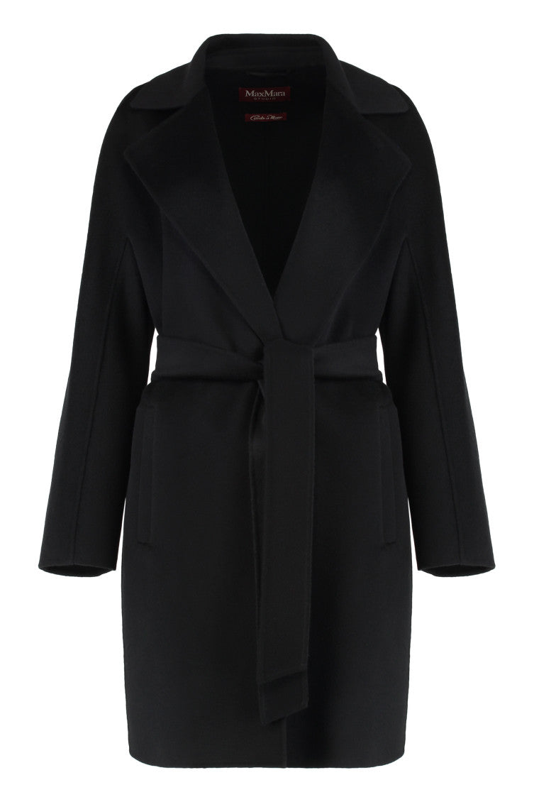 Black Notch Lapel Wool Coat 1