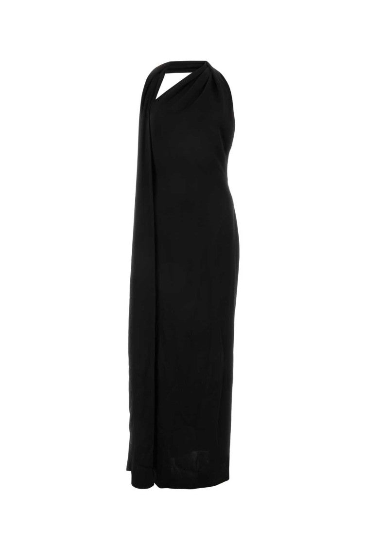 Black satin long dress 1