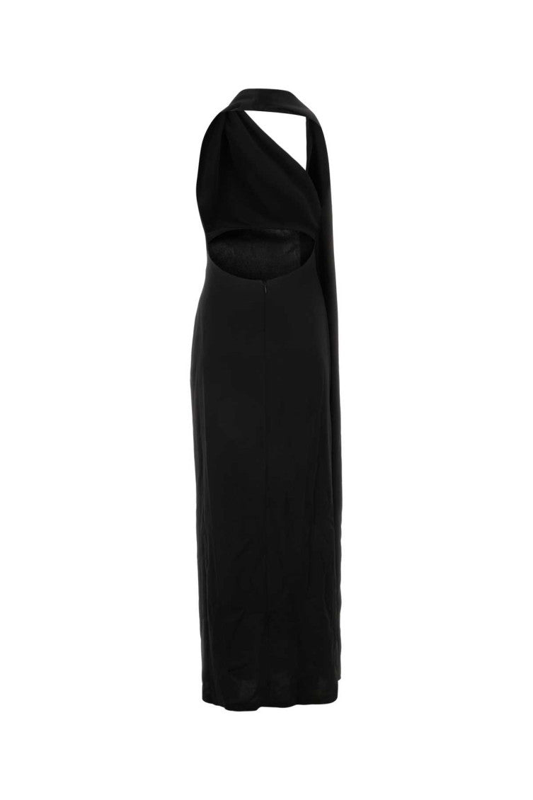 Black satin long dress 2