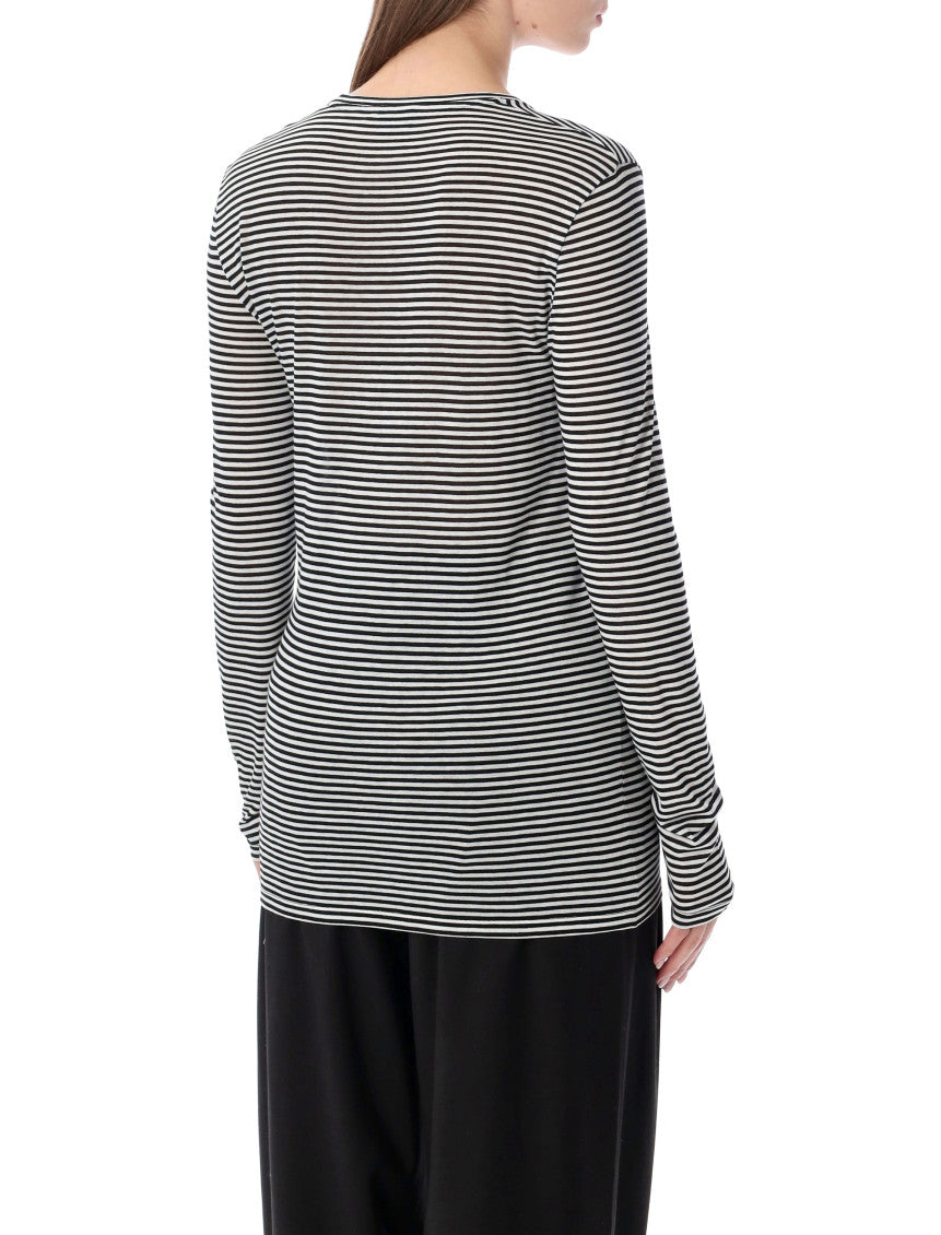 Black Crew Neck Striped Top 2