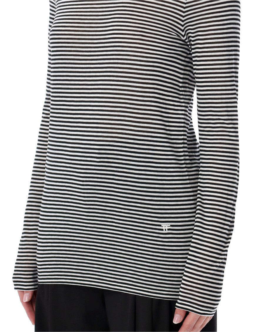 Black Crew Neck Striped Top 3