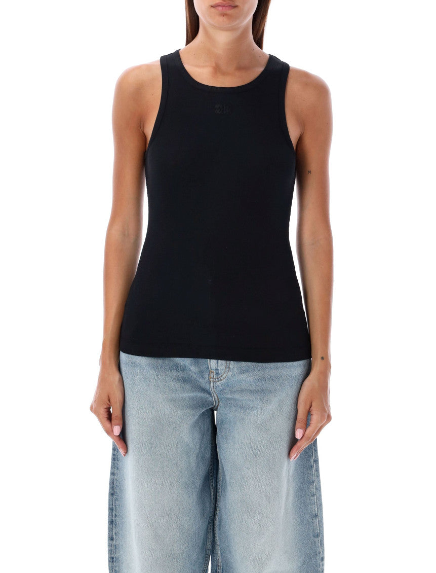 Black Crew Neck logo Tan Top 1