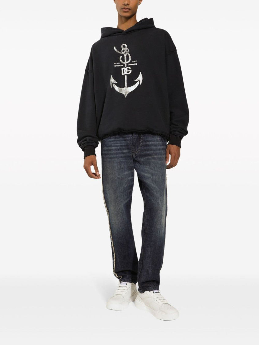 Navy Blue Logo Cotton Hoodie 4
