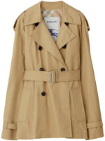 Beige Double-breasted Button Trench Coat 1