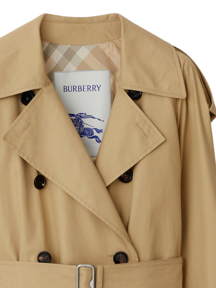 Beige Double-breasted Button Trench Coat 2