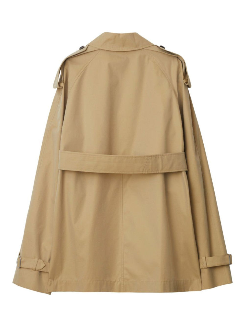 Beige Double-breasted Button Trench Coat 3