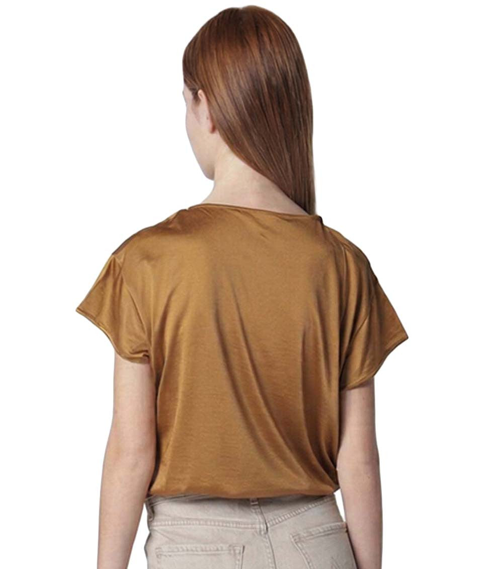 Brown High Neck Tie T-Shirt 3