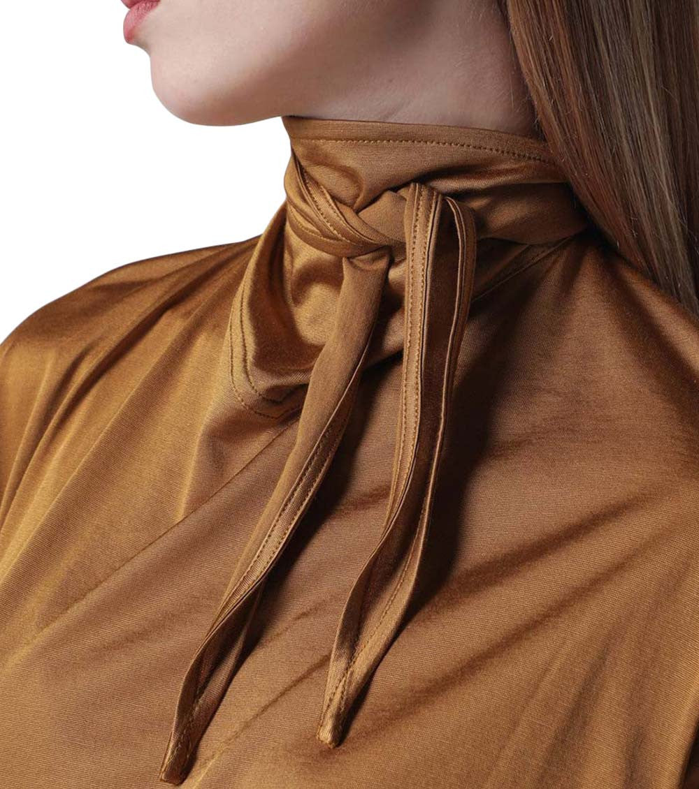 Brown High Neck Tie T-Shirt 4