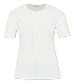 White Round Neck Ribbed T-Shirt 1