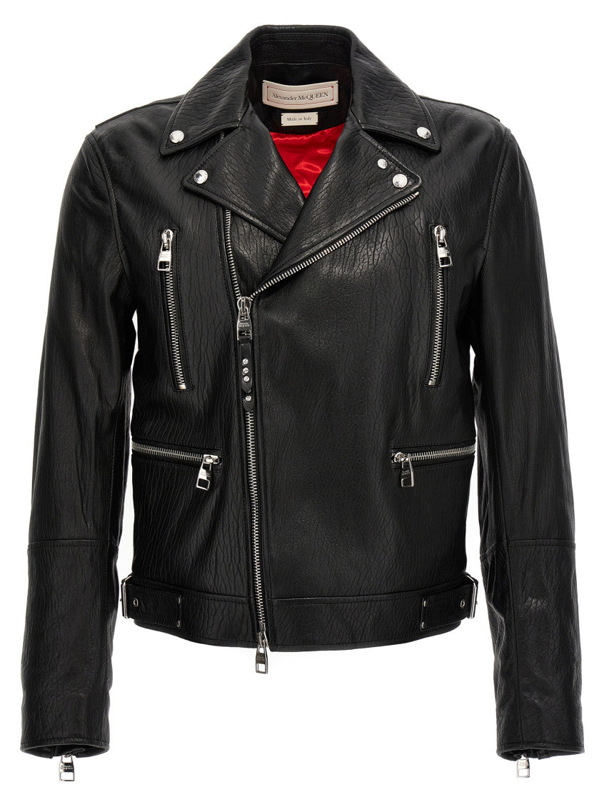 Black Texture leather jacket 1