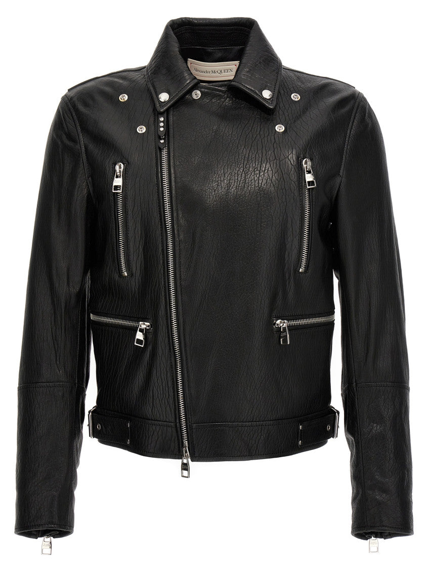 Black Texture leather jacket 2