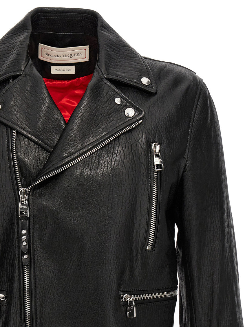 Black Texture leather jacket 4