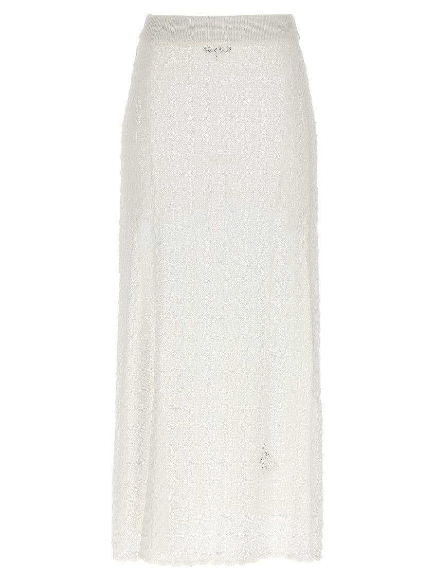 White 'Shiny Pointelle Knit' skirt 1