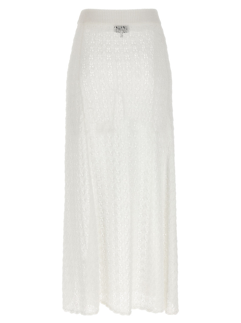 White 'Shiny Pointelle Knit' skirt 2