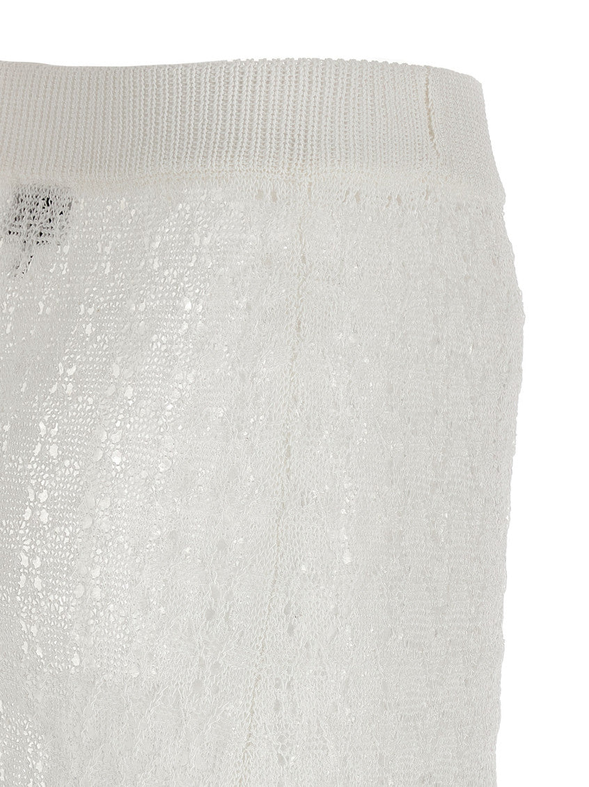 White 'Shiny Pointelle Knit' skirt 4