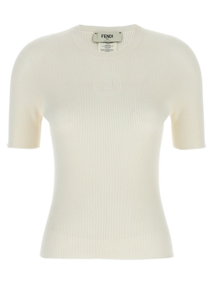 White Dévoré logo sweater 1