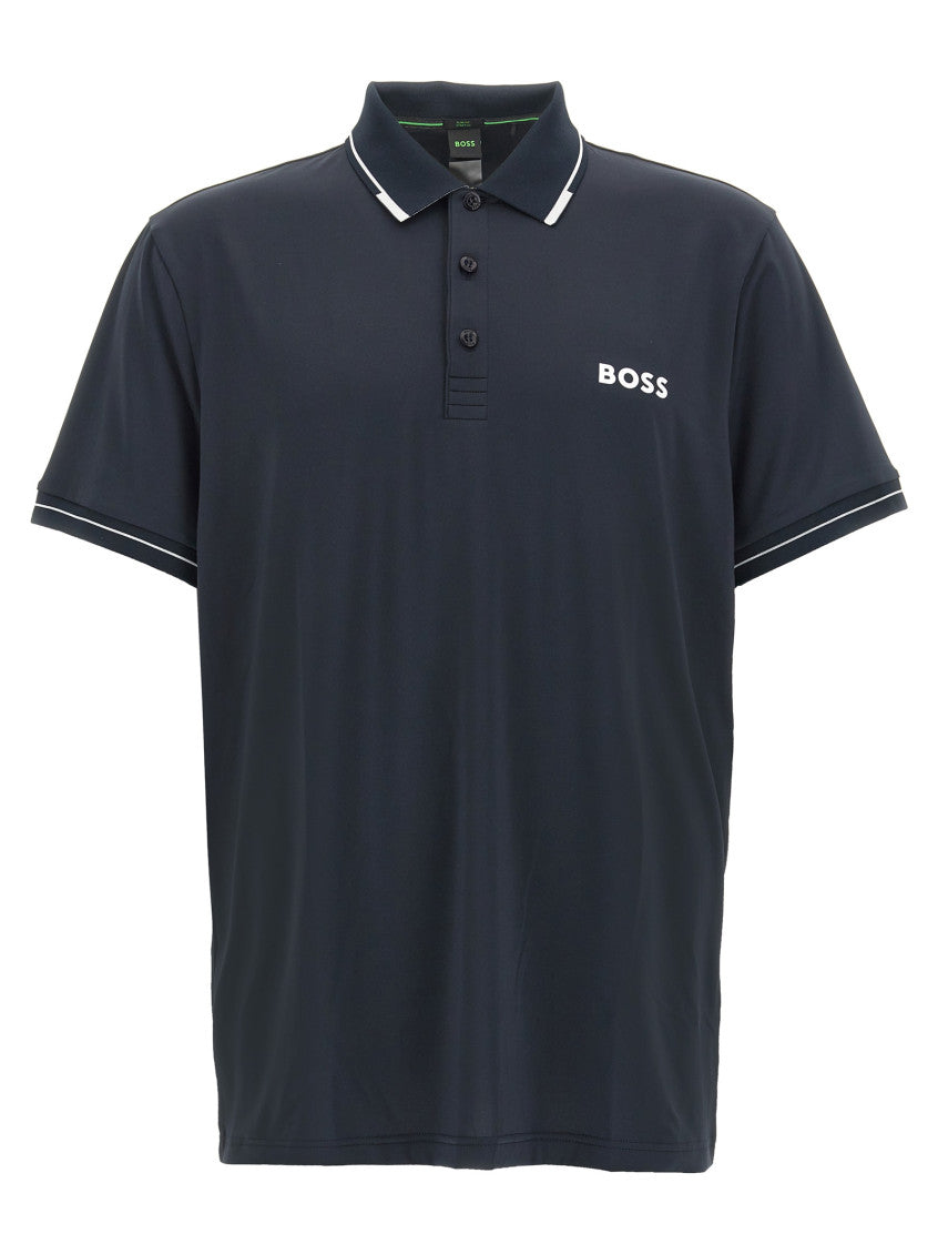 Blue Logo Shirt Collar Polo 1
