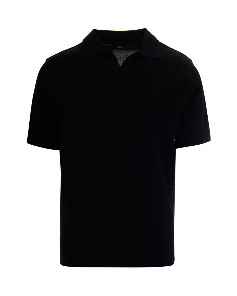 Black Solid Shirt Collar Polo 1