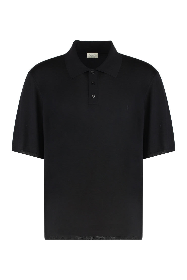 Black Solid Shirt Collar Polo 1