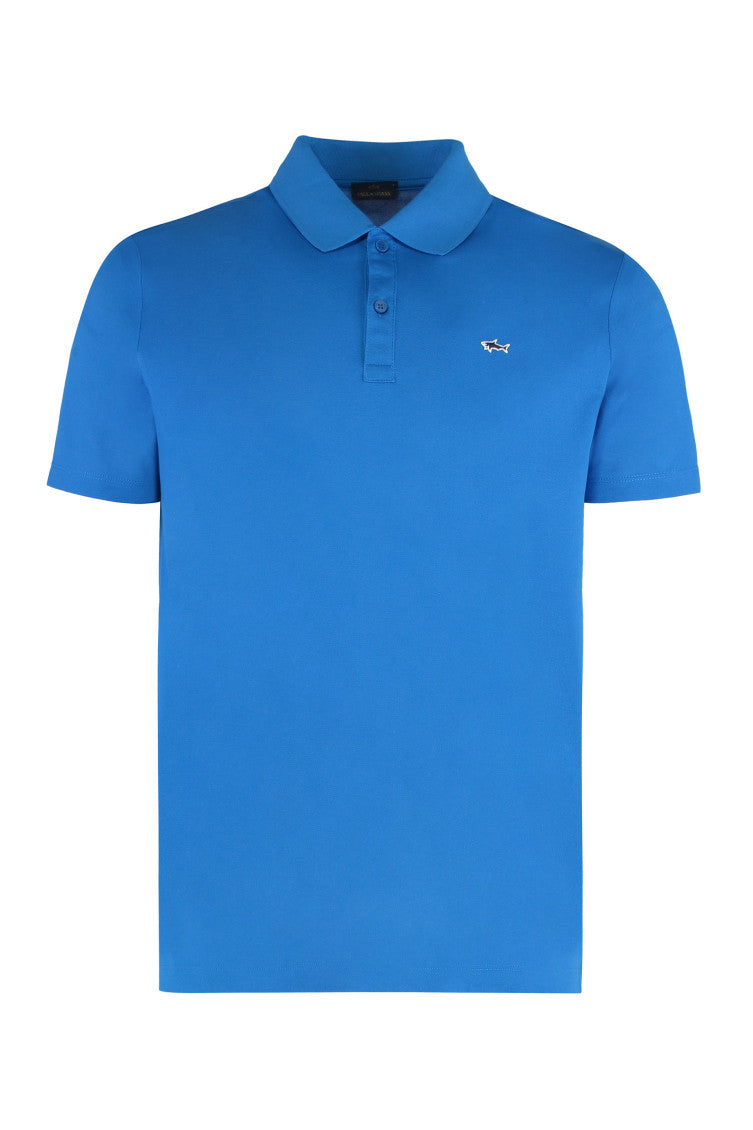 Blue Solid Shirt Collar Polo 1