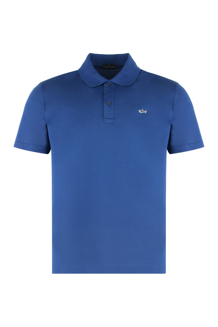 Blue Solid Shirt Collar Polo 1