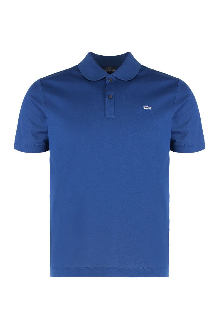 Blue Solid Shirt Collar Polo 1