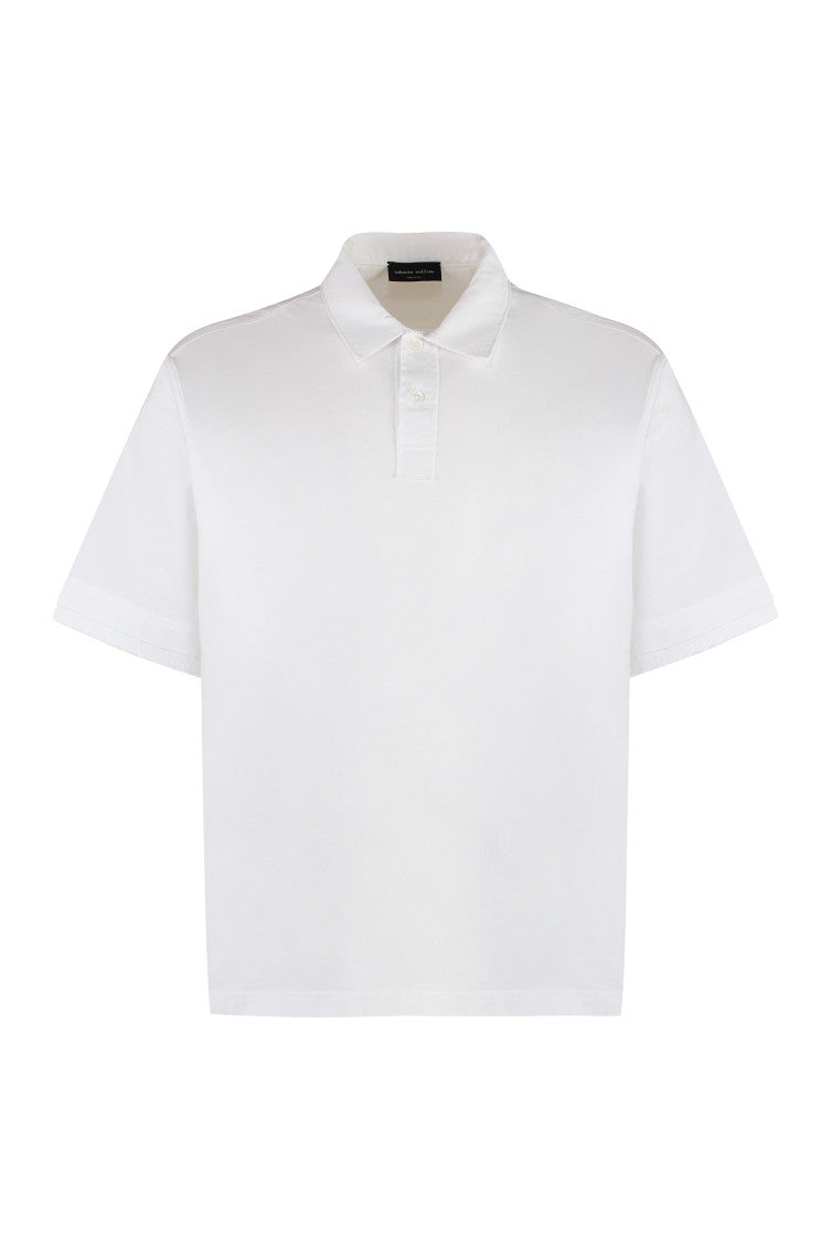 White Solid Shirt Collar Polo 1