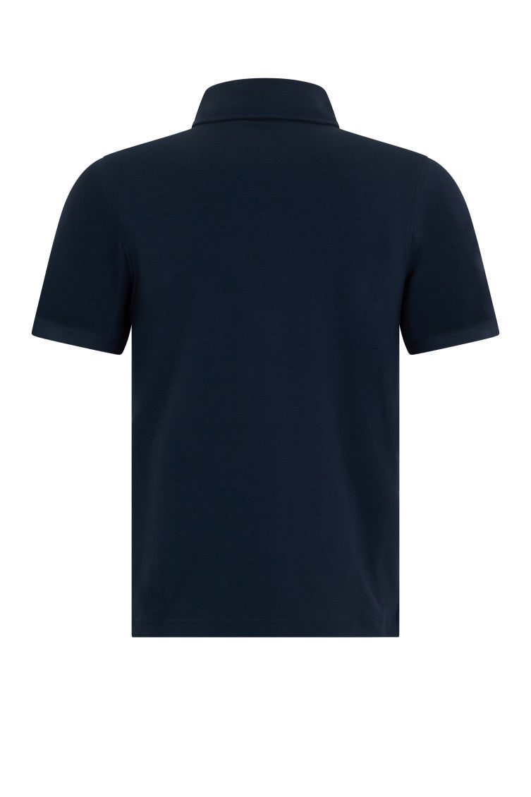 Dark Blue Solid Shirt Collar Polo 2
