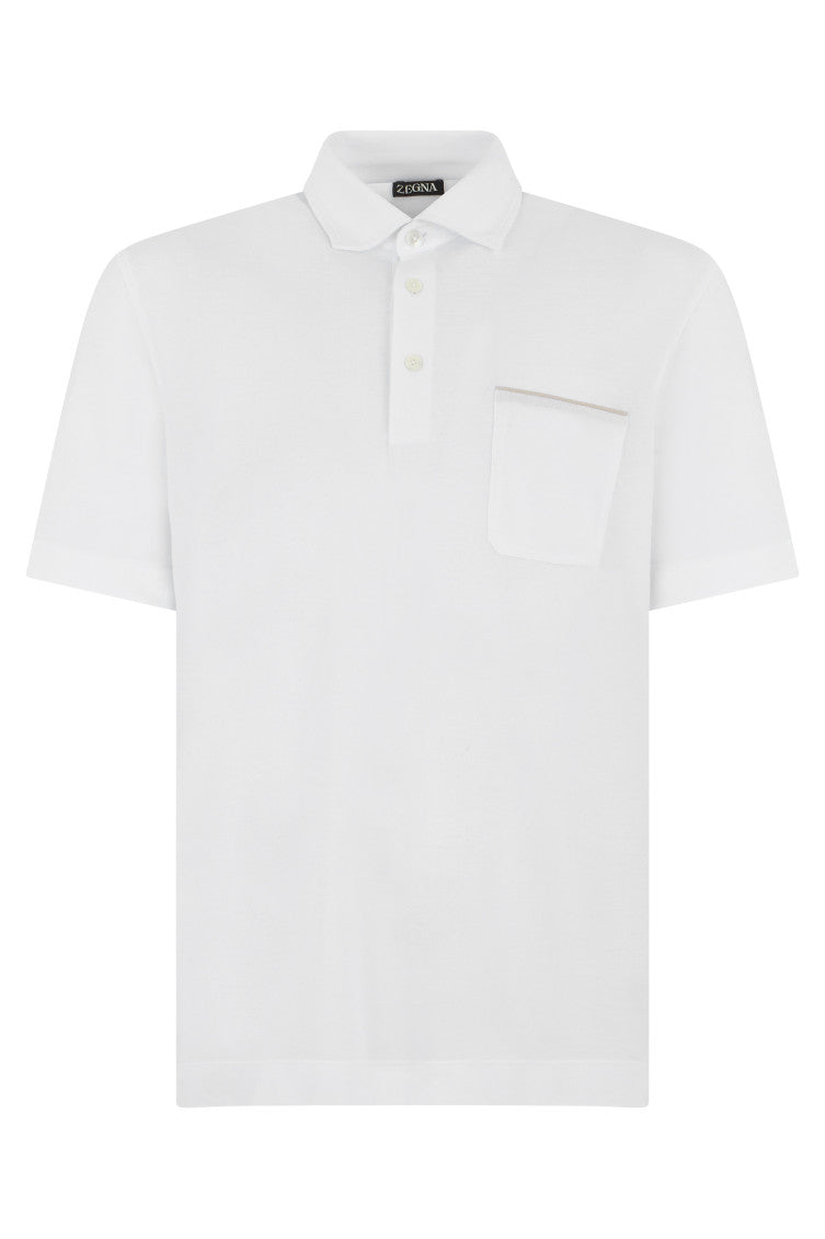 White Solid Shirt Collar Polo 1
