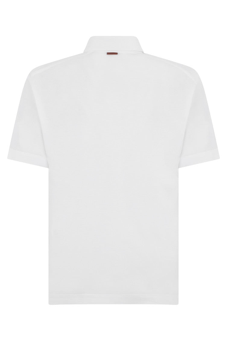 White Solid Shirt Collar Polo 2