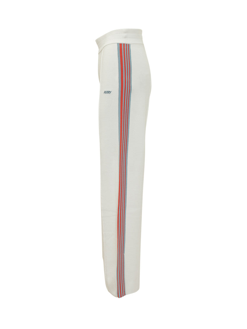 White Relaxed Stripes Elasticated Pants 3