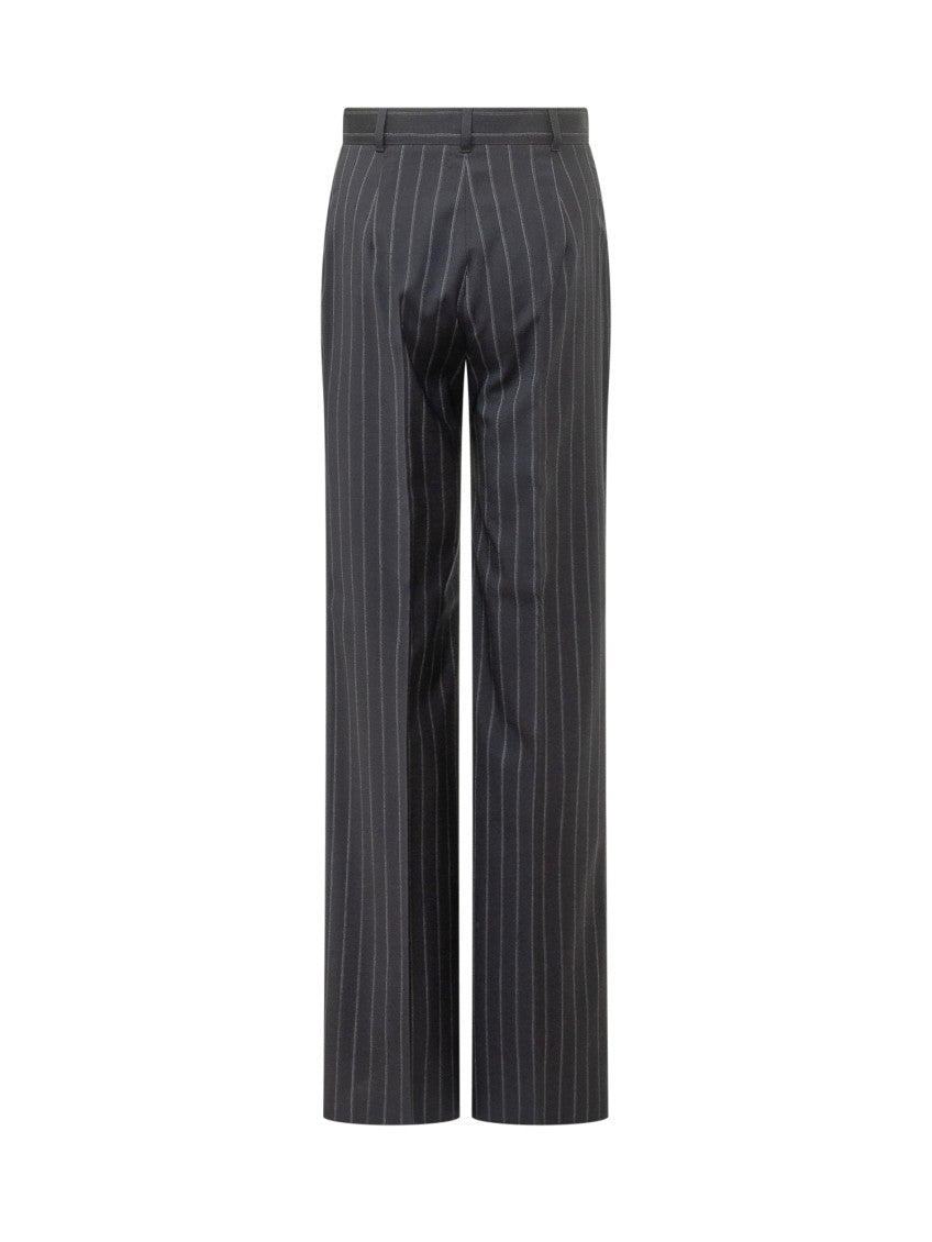 Blue Tailored Stripes Flat Front Pants 2