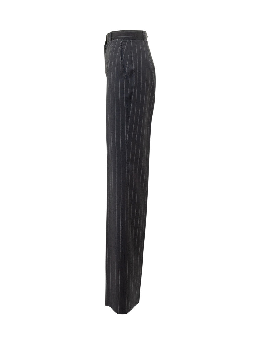 Blue Tailored Stripes Flat Front Pants 3