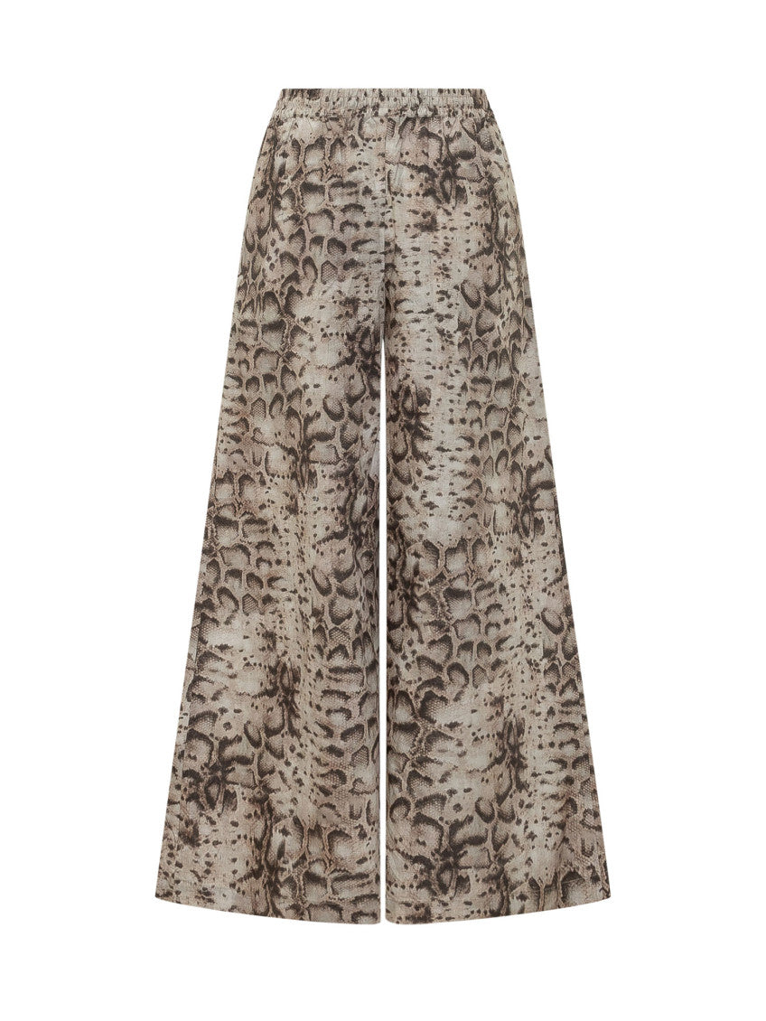Beige Printed Loose Drawstring Pants 2